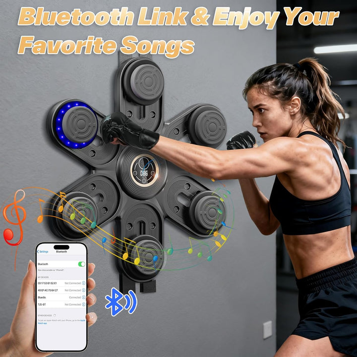 Sportneer Music Boxing Machine – Boxmaschine mit Musik, mit Handschuhen & beweglichen Schlagpads, Wa