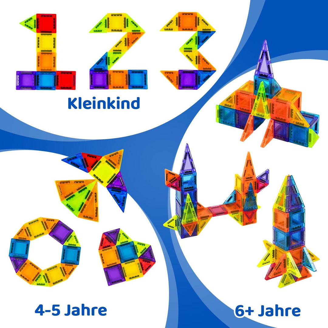 Mini Magnetische Bausteine – 38 Teile Reise-Set im Metallkoffer, Kompatibel mit 7,5 cm Magnetbaustei