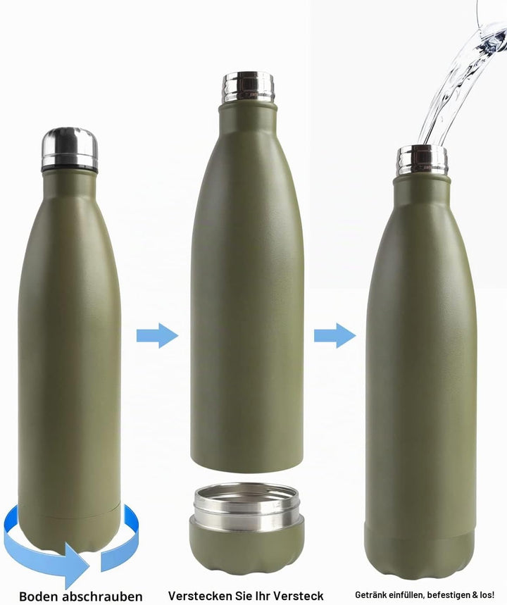 Diversion Wasserflasche aus Edelstahl mit Verstecktem Platz für Diskreter Köder, für Reisen oder zu