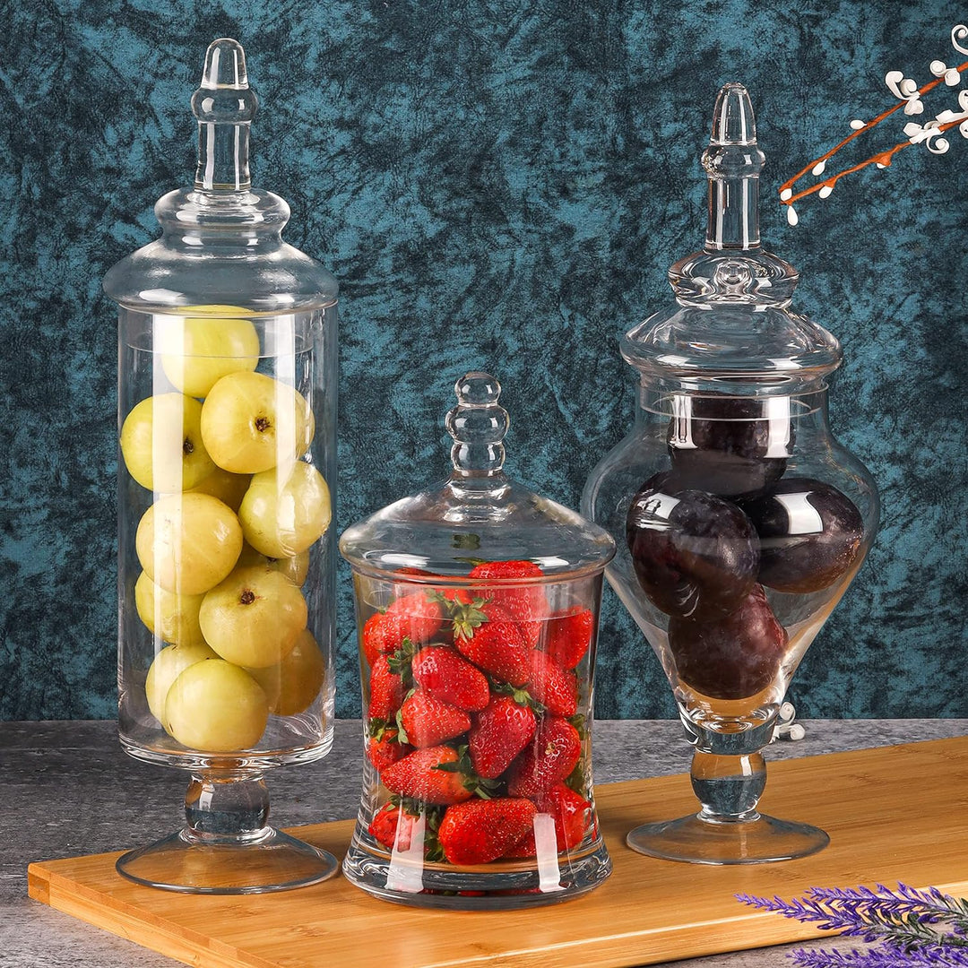 BELLE VOUS Süssigkeiten Glas mit Deckel Set im Viktorianischen Stil (3er Pack) Bonbonglas mit Deckel