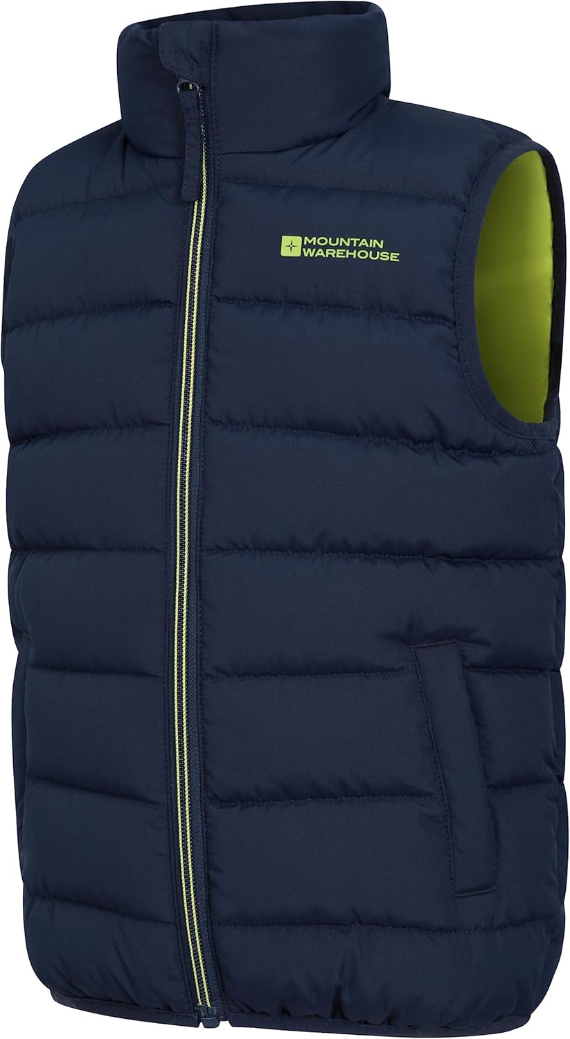 Mountain Warehouse Gepolsterte Kinder-Weste von Rocko - wasserabweisend, Mikrofaserweste, 2 Vorderta