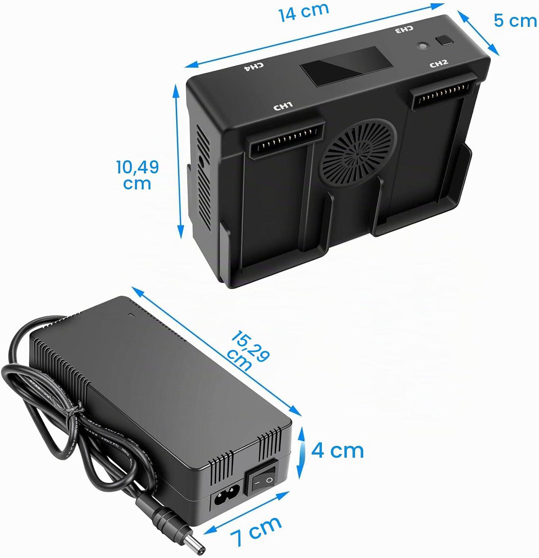 LYONGTECH 5 in 1 Akku Wand Ladegerät und Autoladegerät für DJI Mavic 2 Pro/Zoom Drohne, lädt 4 Batte