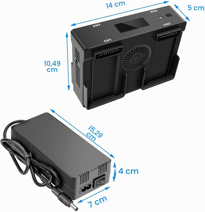 LYONGTECH 5 in 1 Akku Wand Ladegerät und Autoladegerät für DJI Mavic 2 Pro/Zoom Drohne, lädt 4 Batte