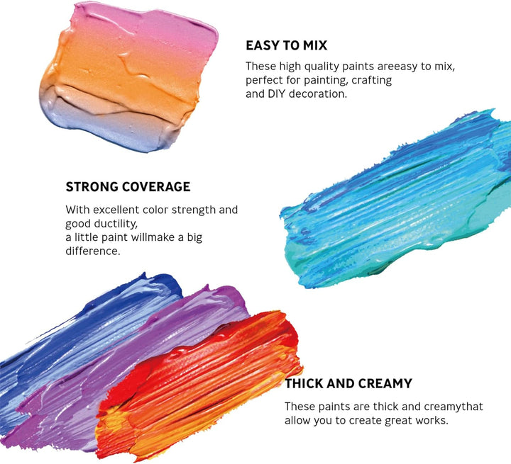 INK LAB Acrylfarbe Set 36 Farben Waschfeste Acryl Farben Künstlerfarbe Malfarben Ungiftig Ideal für