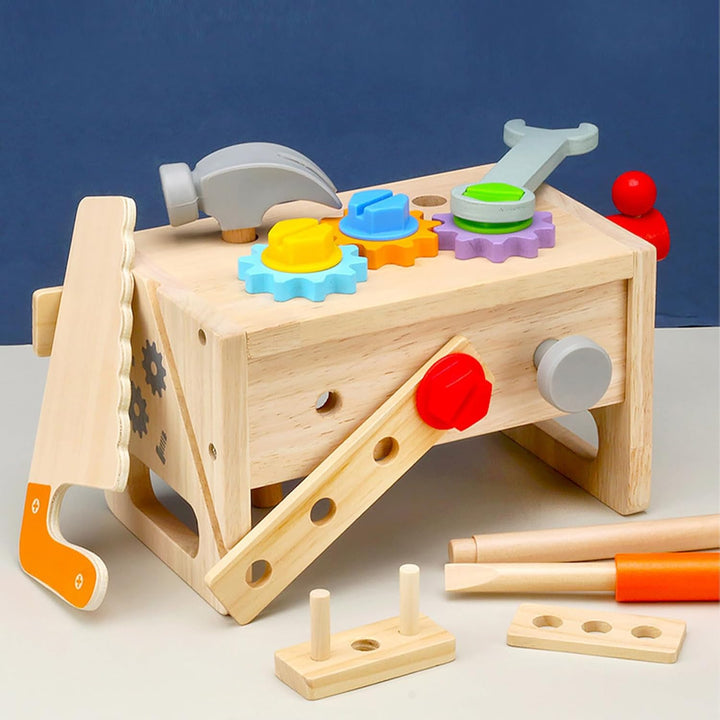 Newpop Werkzeugkoffer Kinder, Kinderwerkzeug, Holzspielzeug Lernspiele, Werkzeugkasten Kinder, Werkz