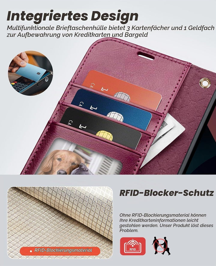 OCASE Kompatibel für iPhone 15 Hülle (2in1) Stossfestes Case, Burgundy | Abnehmbare magnetische, Mit