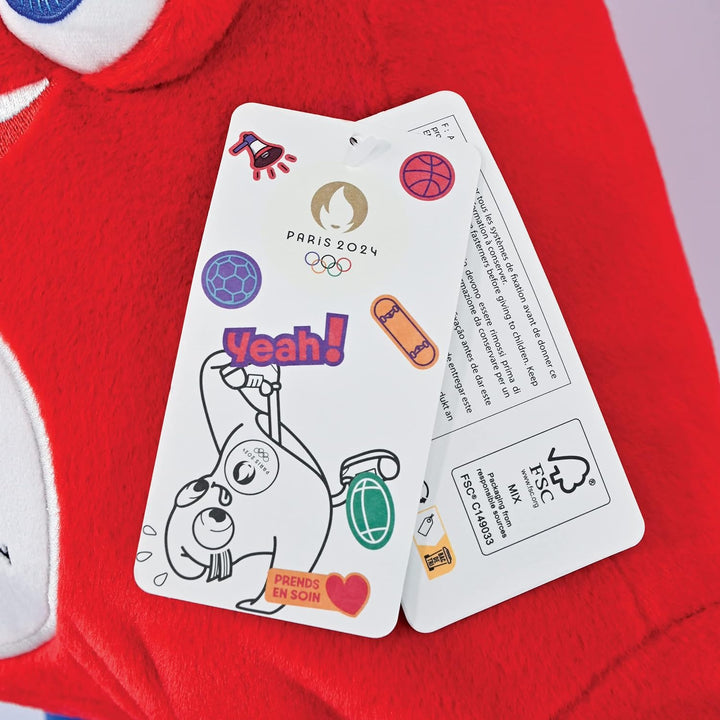 Doudou et Compagnie JO2497, Bonnet phrygien Maskottchen OLY, rot, Phryge 25 cm-Boite Display
