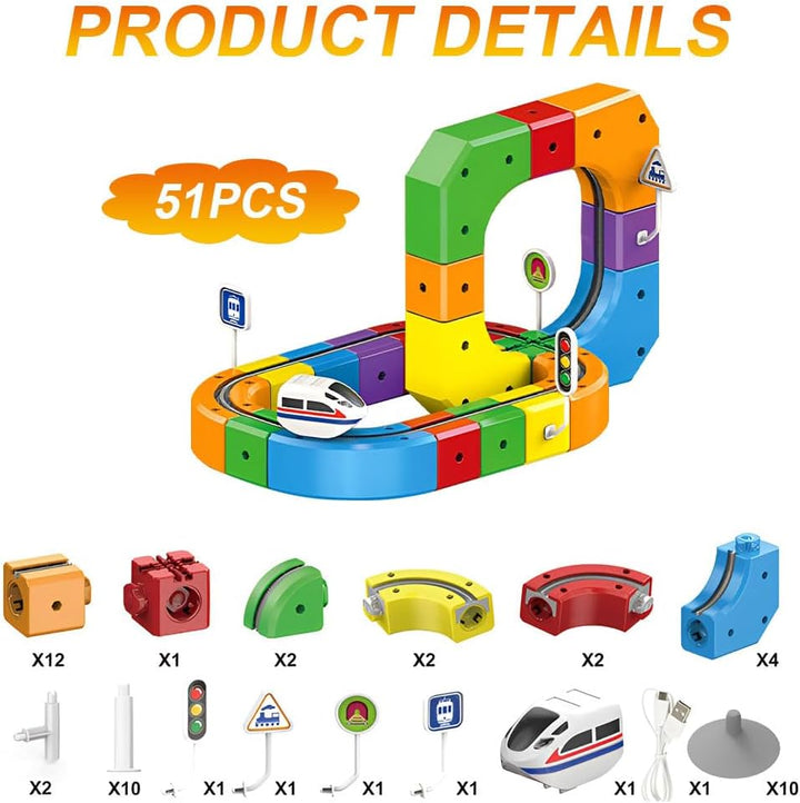 Electric Train Set, 51 PCS Magic Rail Block mit Antigravitationsfahrt