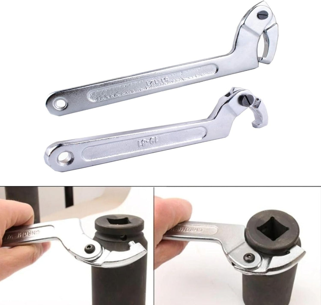 Poweka C Verstellbar Hakenschlüssel 4 Stück Schraubenschlüssel Enthält 3/4-2", 1 1/4-3", 2-4 3/4", 4