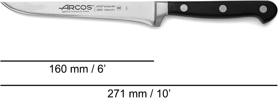 Arcos Opera - Ausbeinmesser - NITRUM geschmiedetem Edelstahl 160 mm - HandGriff POM Farbe Schwarz
