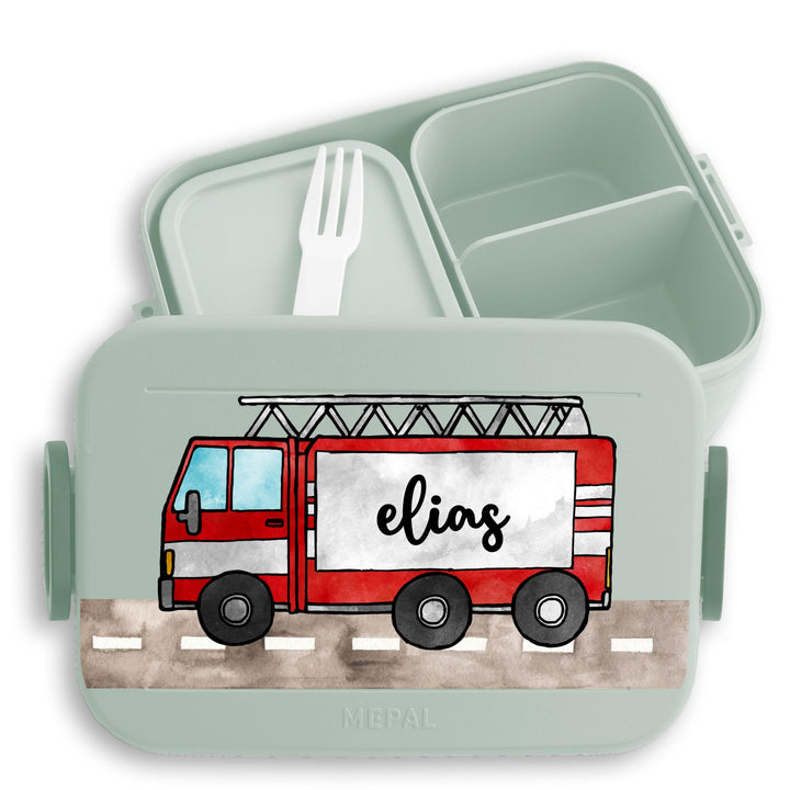 Kinder Bento Box Midi für Mepal Bentobox - Brotbox Feuerwehrauto Lunchbox Feuerwehr Vesperdose Feuer