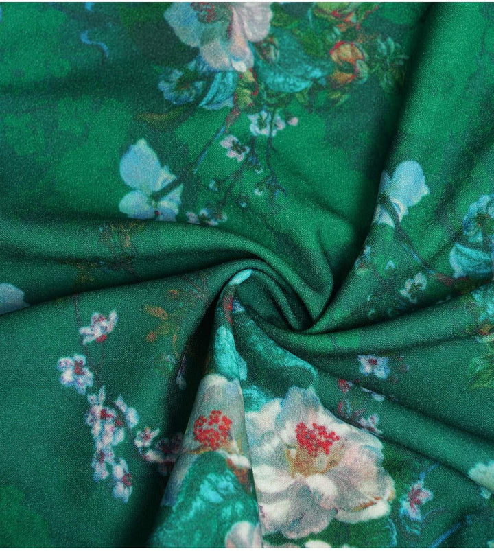 DRESSTELLS Damen Classic Cocktailkleid XXL 3/4-ärmel_grüne Blume, XXL 3/4-ärmel_grüne Blum