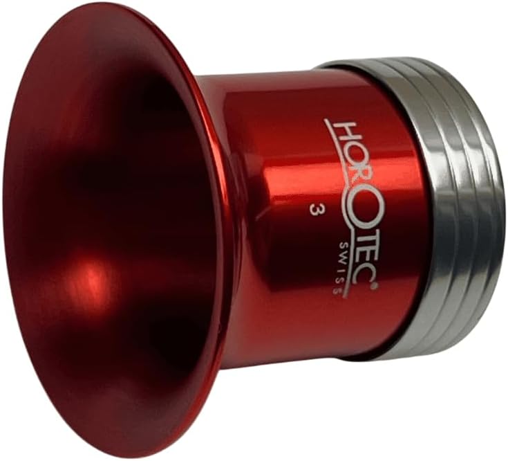 Horotec MSA 00.031-3 Uhrmacherlupe aus Aluminium rot eloxiert mit Schraubring x3,5