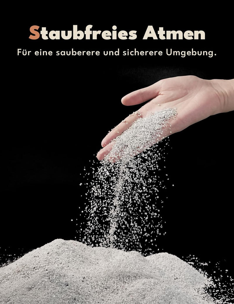 PetSnowy Feine Katzenstreu, Klumpstreu ohne Staub, Ausgewählter körniger Mineralsand Plus Backpulver