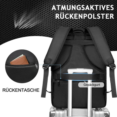 MATEIN Handgepäck Flugzeug, 40L Grosser Reiserucksack mit Schuhfach USB, Laptop Rucksack 17 Zoll Was