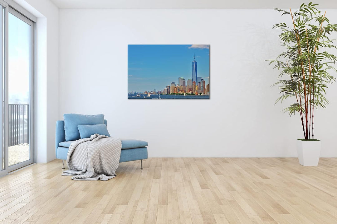 deyoli Manhattan bei Tageslicht im Format: 80x60 als Leinwandbild, Motiv fertig gerahmt auf Echtholz
