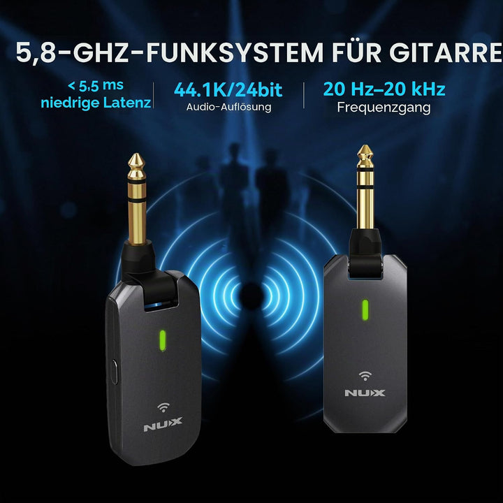 NU-X C-5RC Wiederaufladbares kabelloses Gitarren-Bug-Set | Trägerfrequenz 5,8 GHz