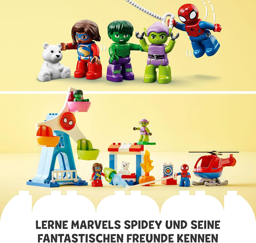 LEGO 10963 DUPLO Marvel Spider-Man & Friends: Jahrmarktabenteuer, Freizeitpark mit Spielzeug-Hubschr