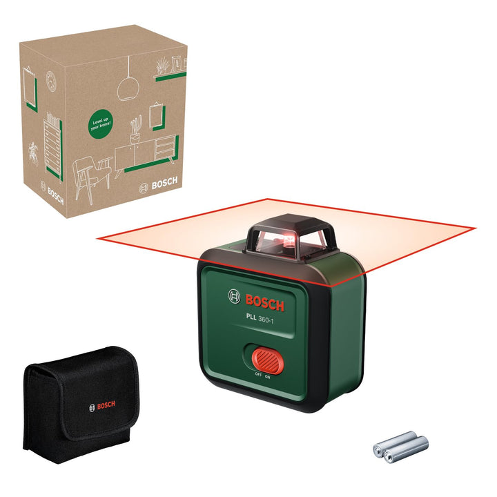 Bosch Linienlaser PLL 360-1 (selbstnivellierender 360°-Linienlaser, ±0,4 mm/m Genauigkeit, 12 m Arbe