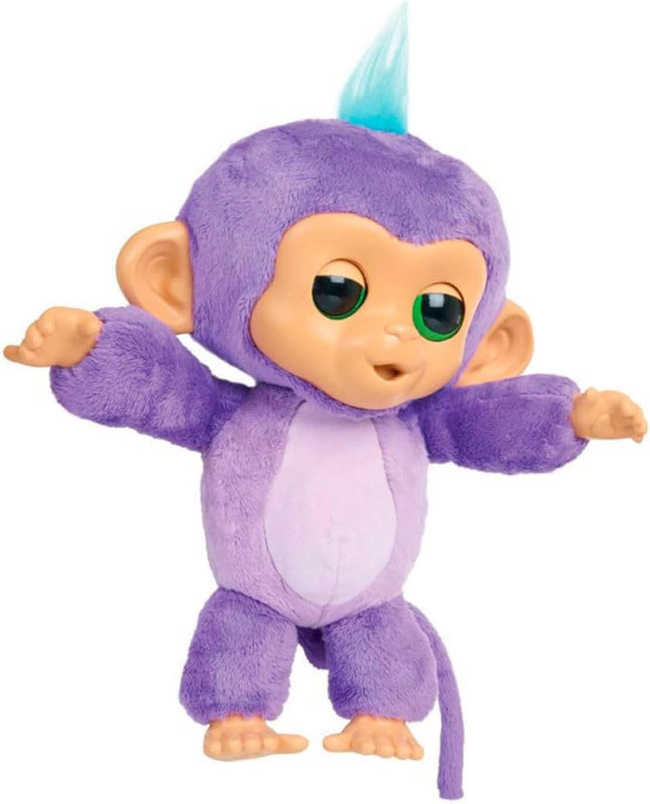 Fingerlings Kümmere dich um Y Mima, interaktiver Plüsch-Affe in Lila, weich und kuschelig, mit +150