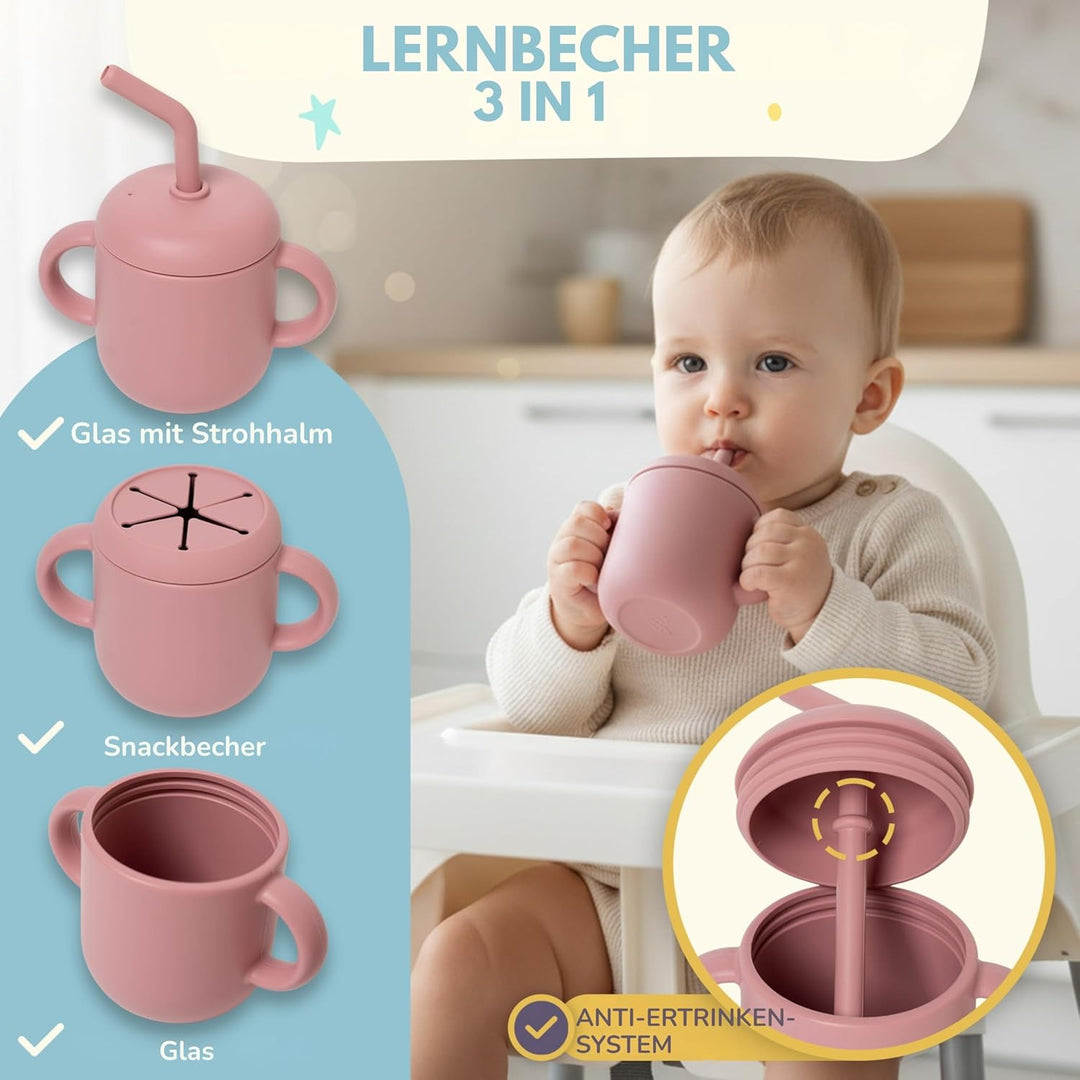 Baby Geschirrset | 12 Stücke | Baby Teller Set | Baby Geschirrset mit Saugnapf | Baby Geschirr | BPA