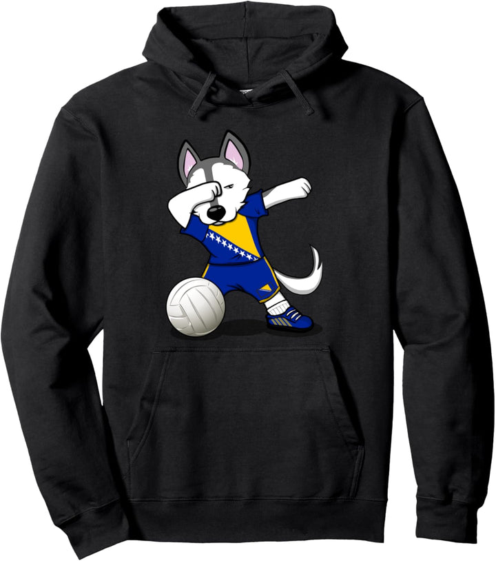 Dabbing Husky Hund Bosnien Herzegowina Volleyball - Flagge Pullover Hoodie