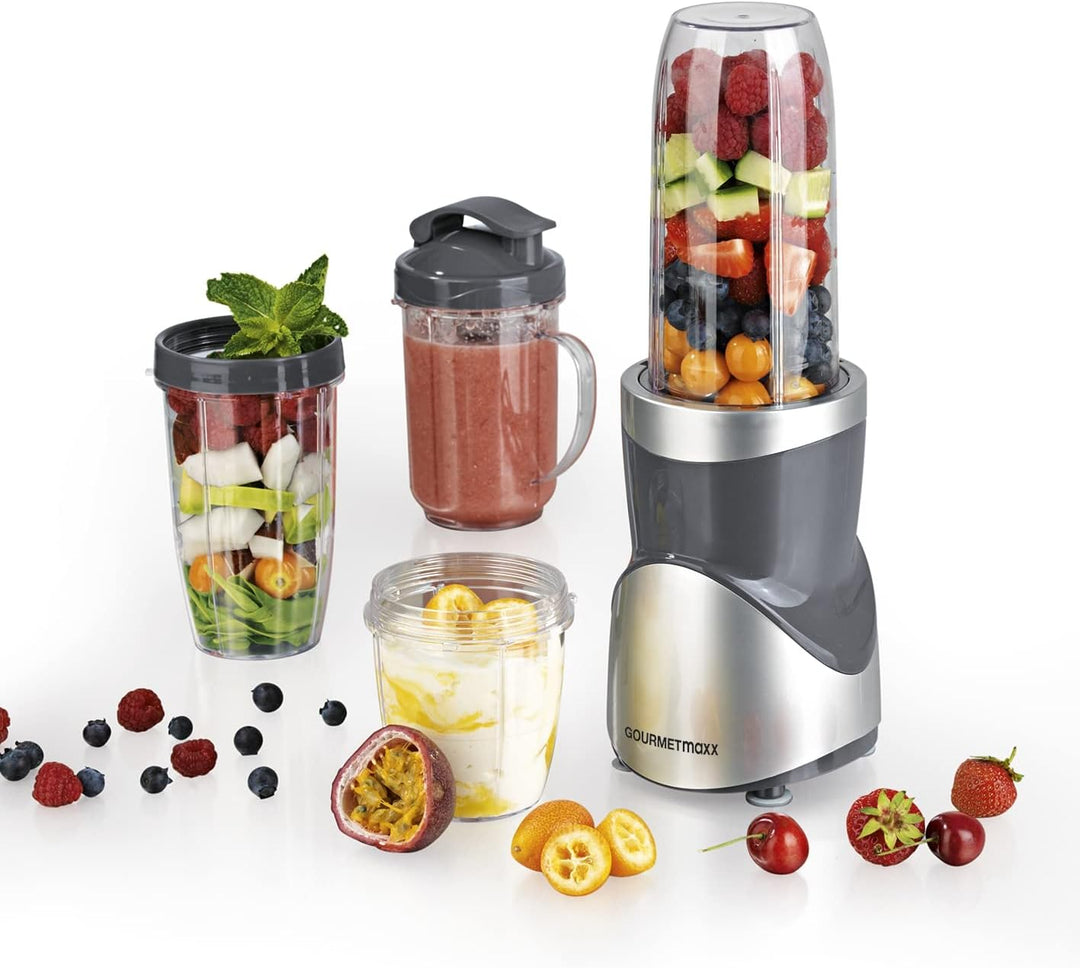GOURMETmaxx Smoothie Maker 12-tlg | Mixen, Rühren, Zerkleinern, Mahlen, Hacken, Schlagen, Pürieren |