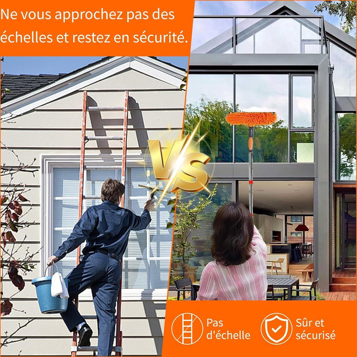 Staubwedel Teleskop 6M, mit Staubwedel Lang Ausziehbar mit 1,5 bis 4,9 m, Teleskop-Reinigungsbürste