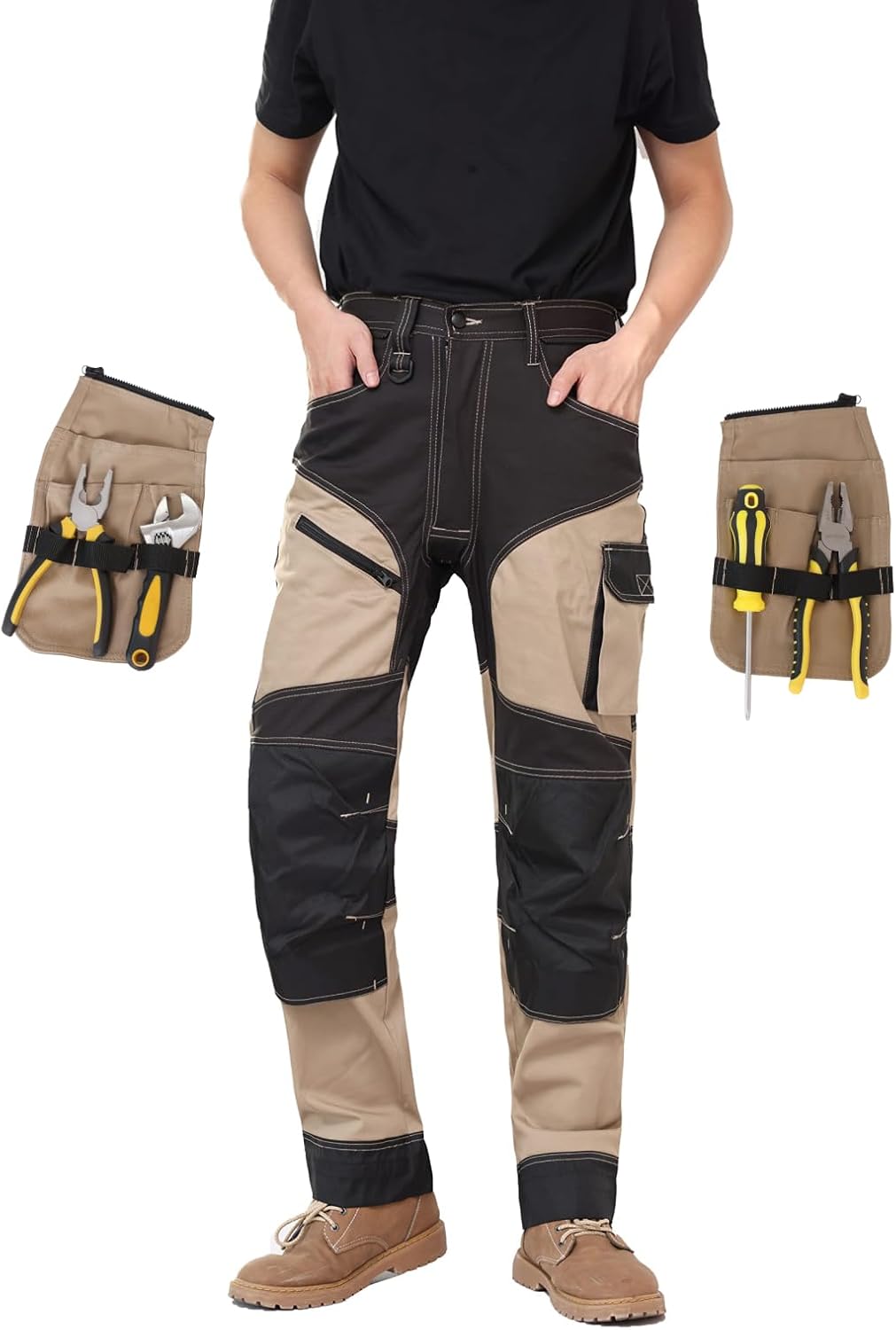 WORK IDEA Arbeitshosen männer, Hose mit multifunktionalen Taschen, Hose mit abnehmbaren Flugtaschen,