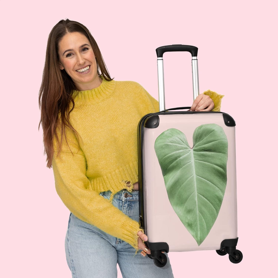 NoBoringSuitcases.com® Koffer Handgepäck Trolley Rollkoffer Kleine Reisekoffer mit 4 Rollen - Blatt