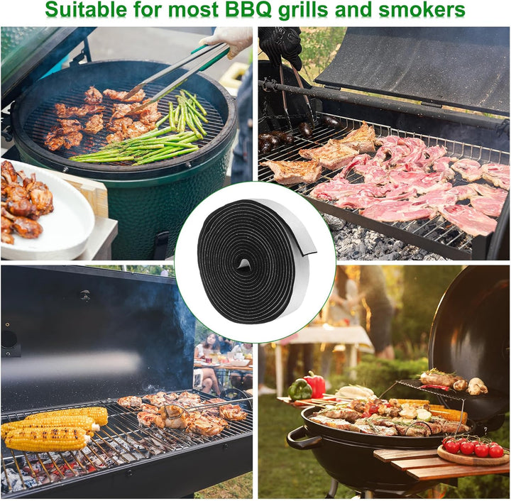 QUARKZMAN Smoker Dichtungsringe 14FT 1" x 1/8" Hochtemperatur-Grilldichtung Ersatz Hochtemperatur-BB