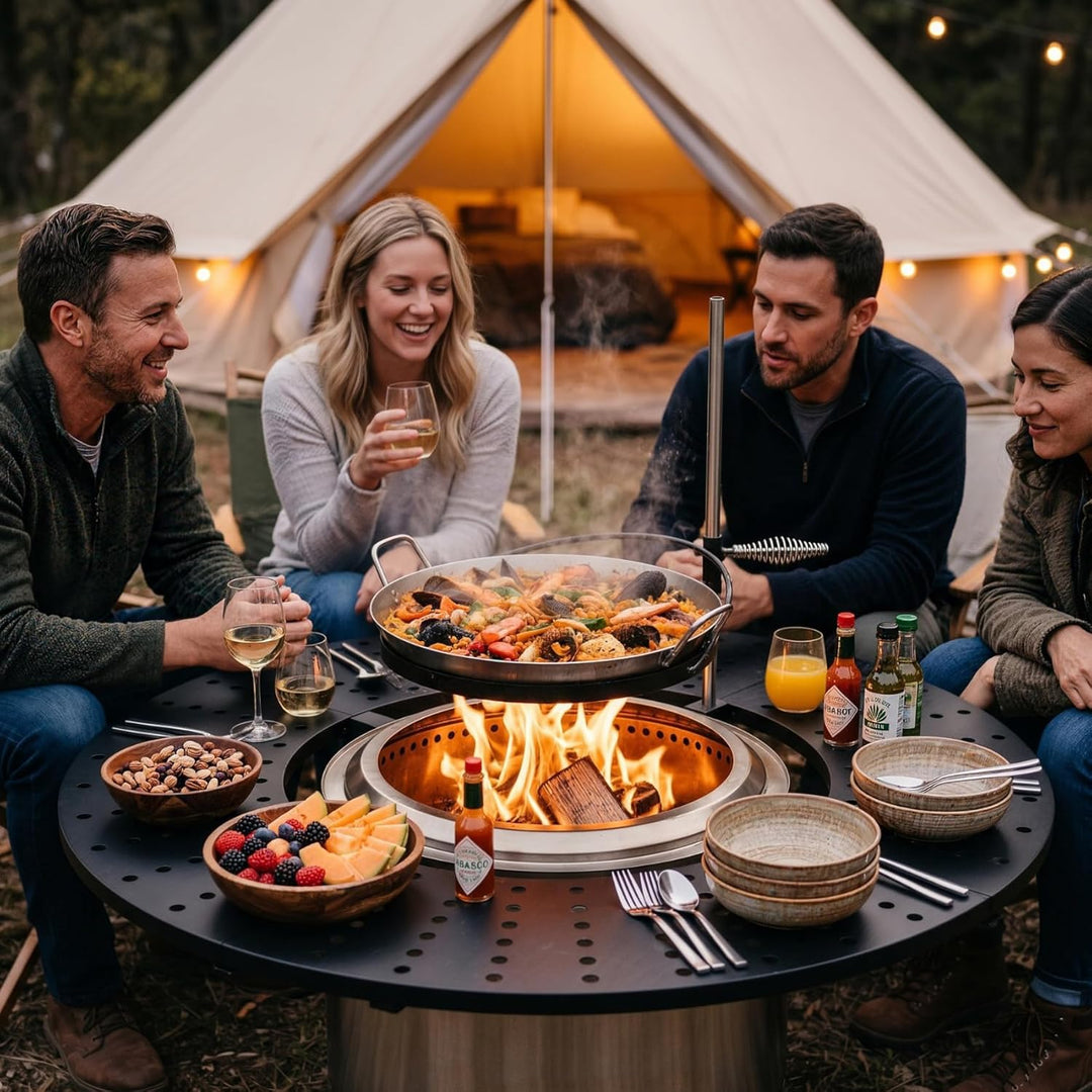 onlyfire 3-in-1 Feuerstelle Surround Tischplatte für Solo Stove Bonfire 49,5cm, Höhenverstellbar & 3
