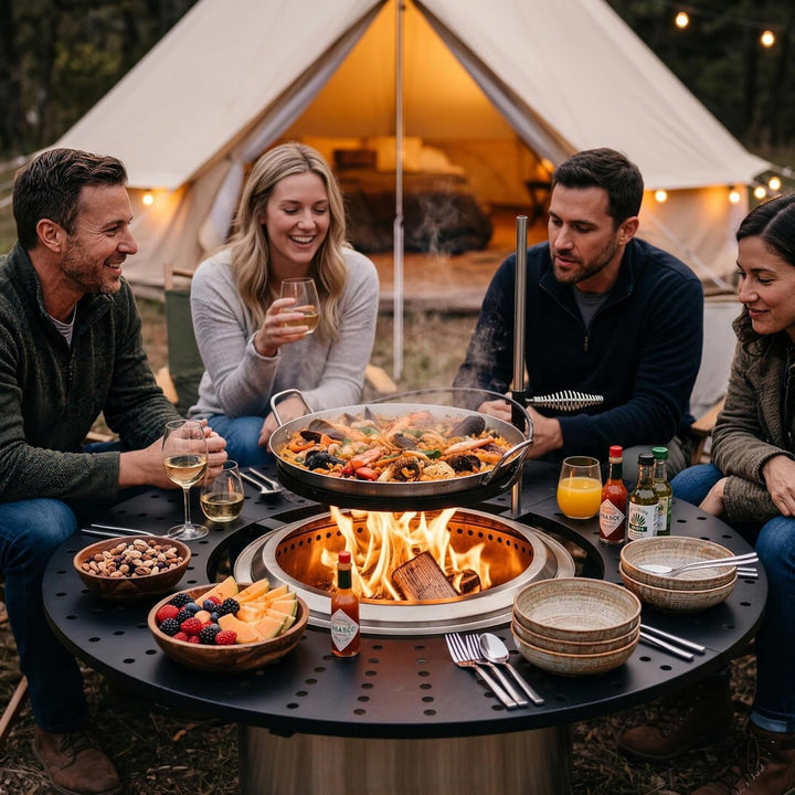 onlyfire 3-in-1 Feuerstelle Surround Tischplatte für Solo Stove Bonfire 49,5cm, Höhenverstellbar & 3