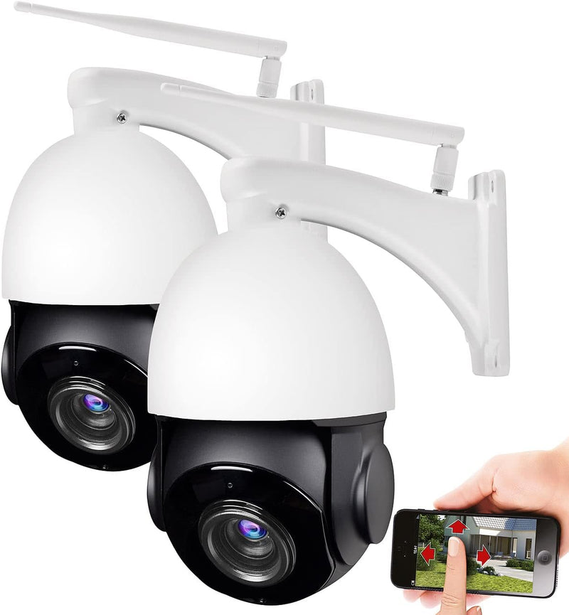 7links PTZ Kamera Outdoor: 2er-Set PTZ-IP-Überwachungskameras mit 2K, 18x-Zoom, WLAN, App, 360° (PTZ