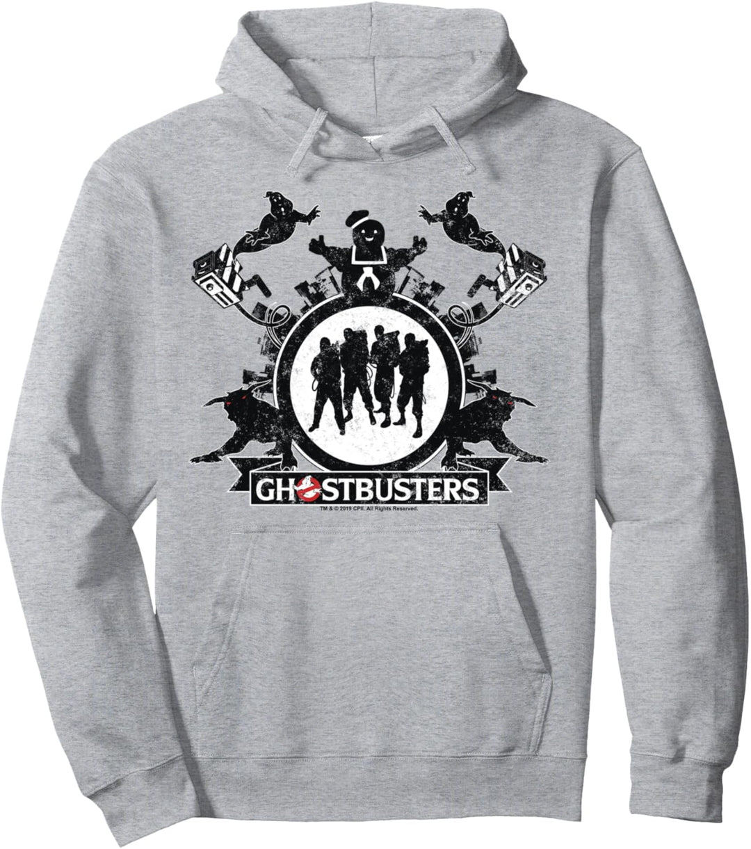 Ghostbusters Group Shot Silhouette Distressed Poster Pullover Hoodie