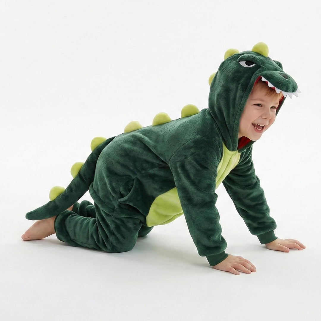 Seawhisper Dinosaurier Jumpsuit Kostüm Tier Onesie für Kinder Mädchen und Jungen 116-122 Dinosaurier