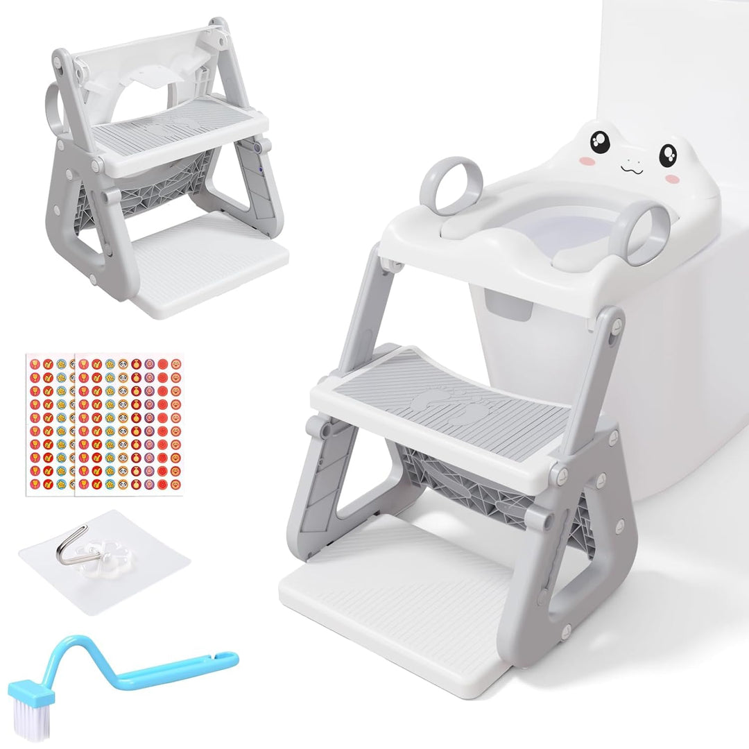 Toilettensitz Kinder mit Treppe,Stabil Kinder Toilettensitz mit Dreiecksstruktur,3 in 1 Toilettentra