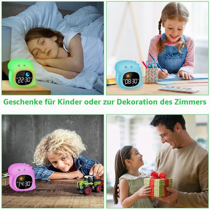 HOTUT Kinder Lichtwecker,Schlaftrainer Kinder mit Nachtlichtern,6 White Noise Kinderwecker,Digitaler