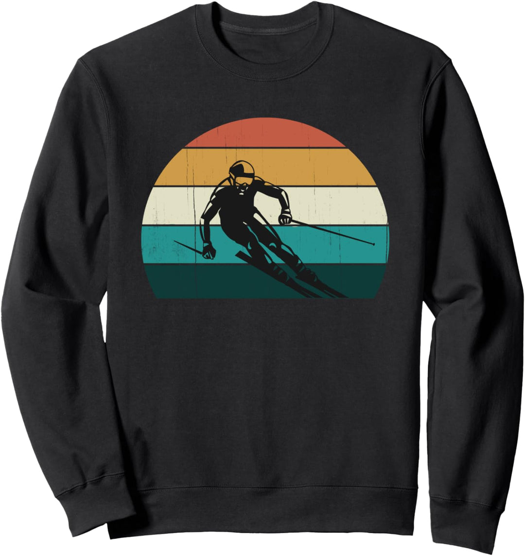 Retro Mountain Skifahrer Vintage Downhill Ski Piste Geschenk Sweatshirt