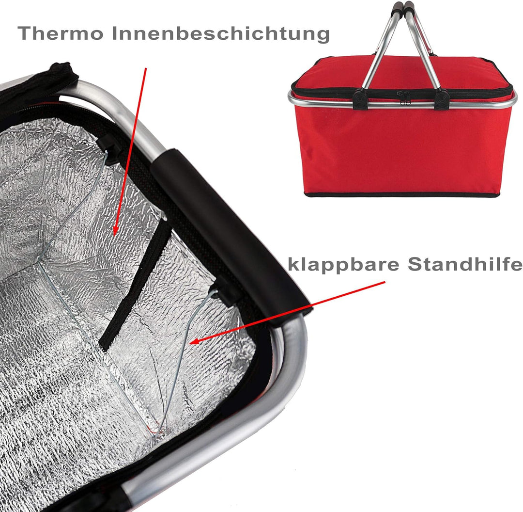 Cepewa Einkaufskorb faltbar mit Thermofunktion 30 L Kühltasche Thermokorb Picknickkorb Isoliertasche