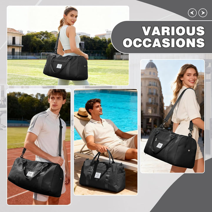 WEPLAN Sport Duffel Bag Damen Herren Sporttasche mit Schuhfach & Nassfach Reisetasche Handgepäck Tas