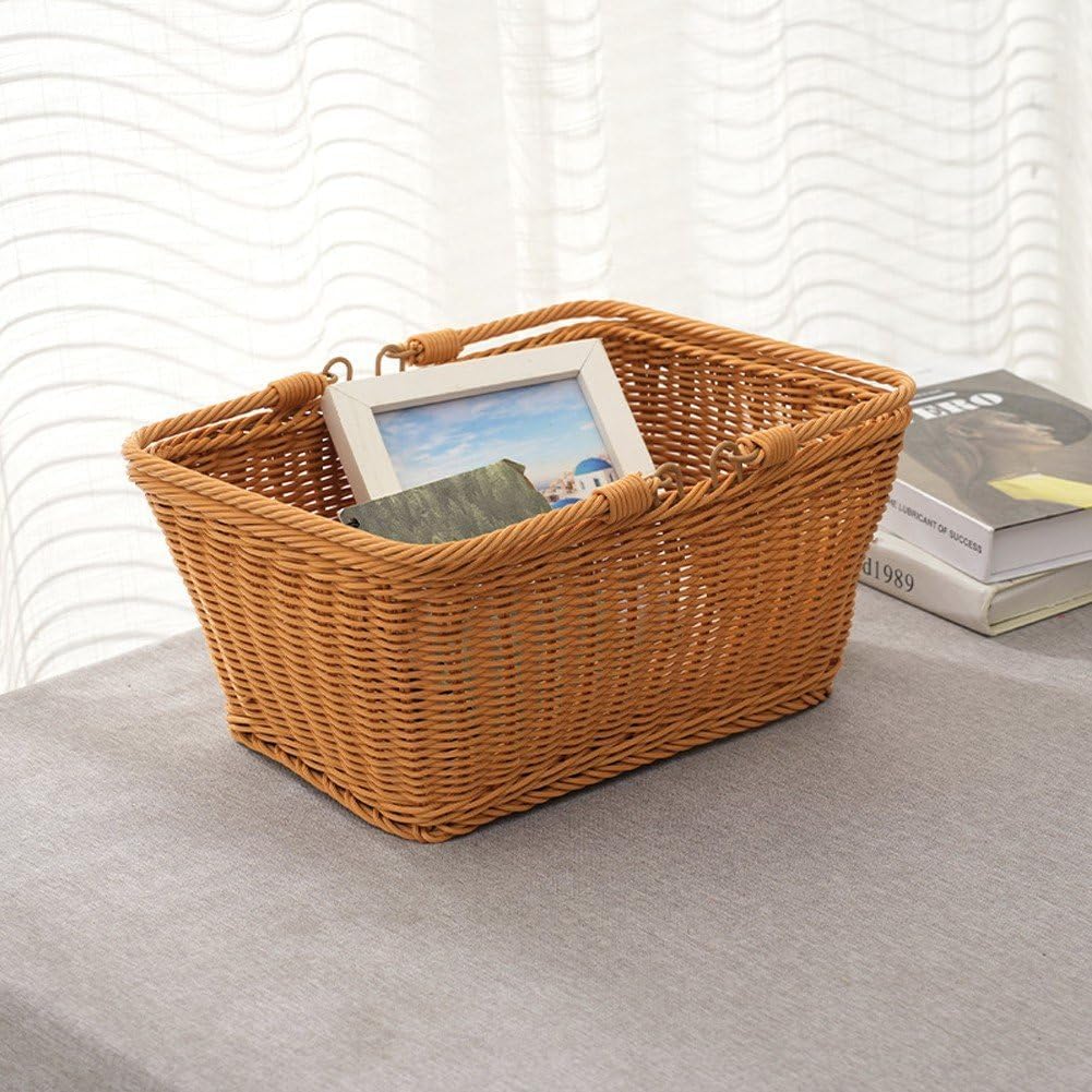 Picknickkorb Griff, Rattan-aufbewahrungskorb, Einkaufskorb, Gewebter Korb Für Brot, Obst, Snacks, Ge