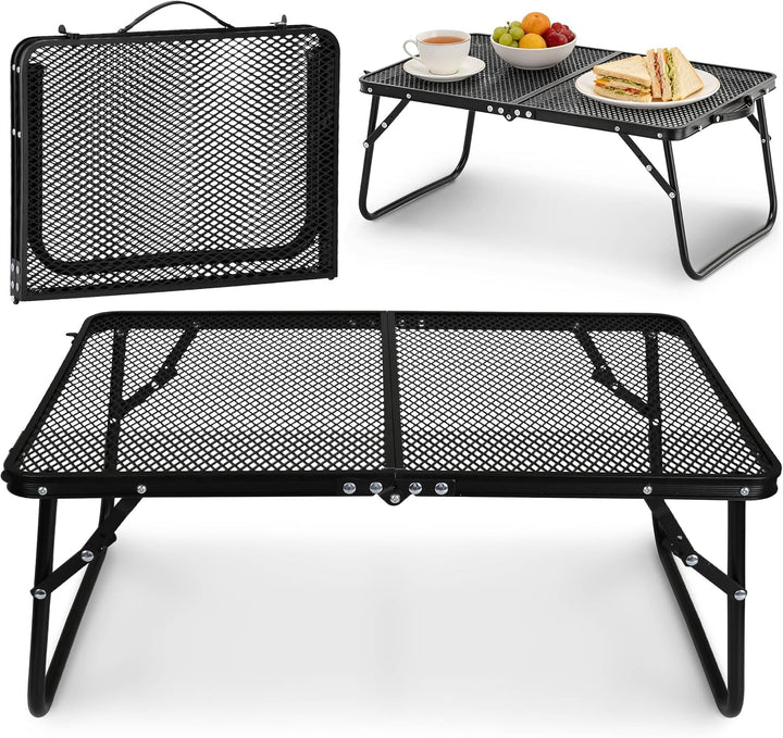 Klappbarer Reisetisch, tragbarer Campingtisch, 60×40×26,5 cm (Schwarz 2), Schwarz 2