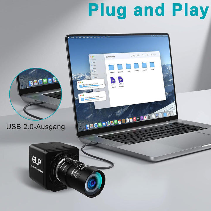 Monochrome USB Kamera mit Globalverschluss | 800P 120FPS ultraschnell, 5–50 mm CS Objektiv mit manue