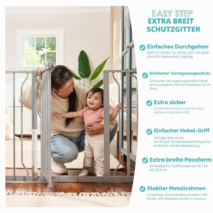 Regalo Easy Step Extra Wide Baby Gate Platinum, Platinum