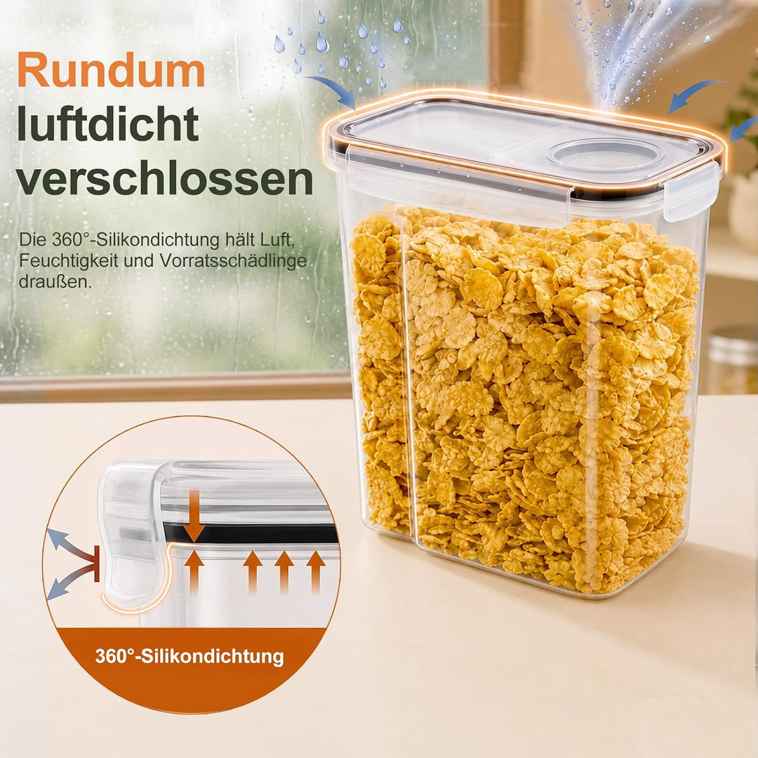 GoMaihe Vorratsdosen Set, 2.5L*6 Stück Aufbewahrungsbox Küche Organizer, Luftdicht Frischhaltedose P