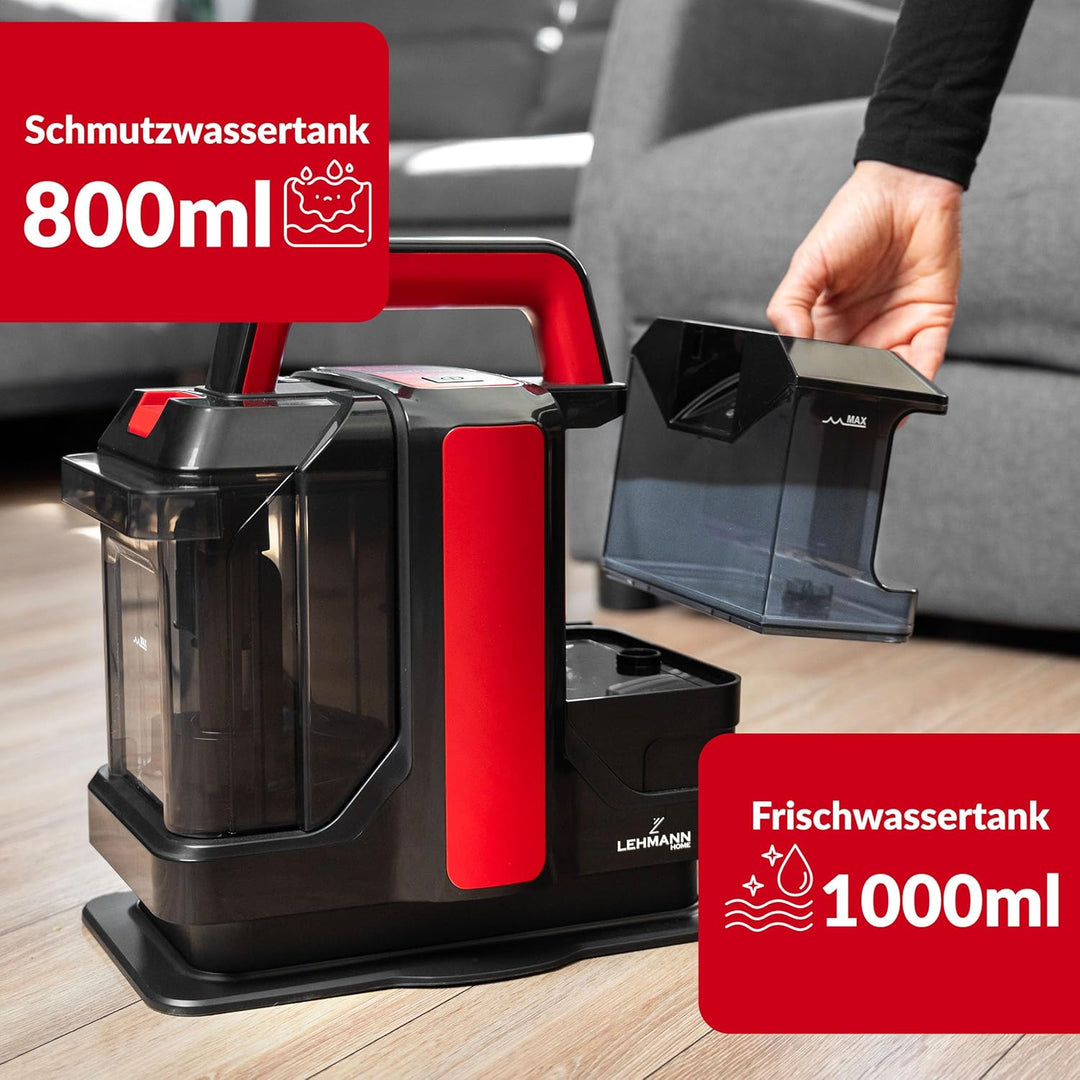 LEHMANN EasyWash Teppichreiniger & Polsterreiniger 2-in-1 Spot Clean Waschsauger, Nass-/Trockensauge