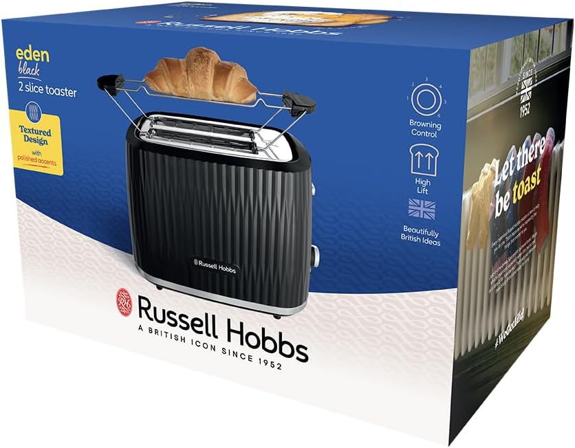 Russell Hobbs Toaster [für 2 Scheiben] Eden (6 Bräunungsstufen, Hebefunktion, Auftau-, Aufwärm- & St