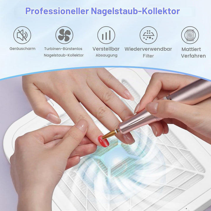 CGBE Staubabsaugung für nägel, 120W Nagelstaubsauger mit 2 Filter Saugstark Professionell Nagel Stau
