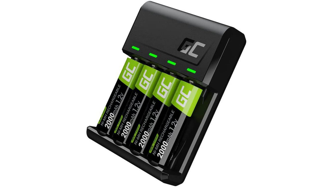 Green Cell VitalCharger Batterieladegerät Ladegerät + 4X AA 2000mAh für NI-MH AA AAA R6 R03 Mignon A